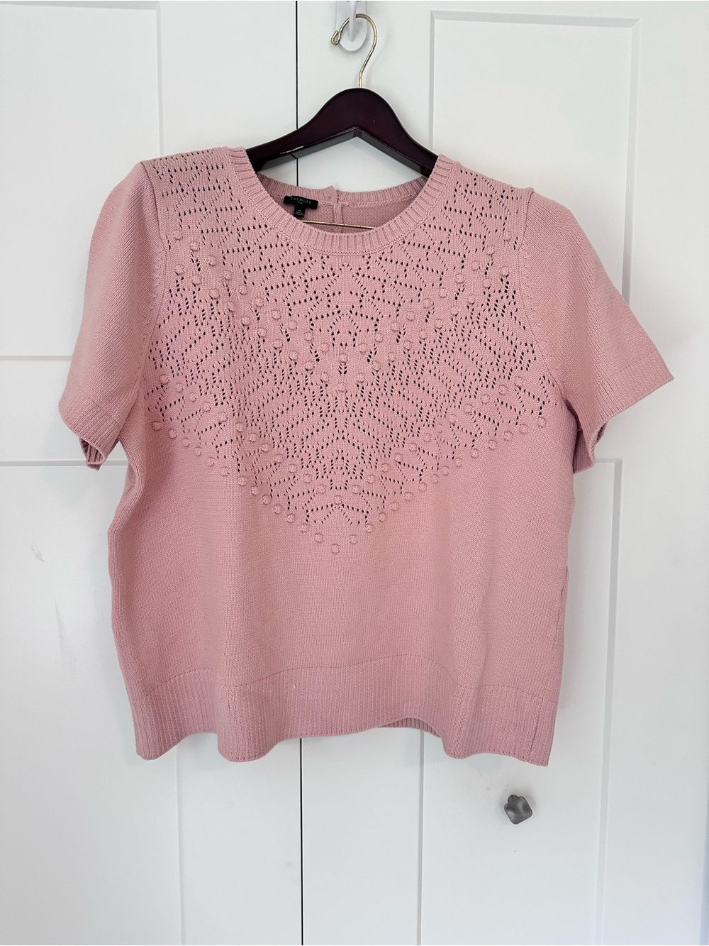 Talbots’s Plus Women's Dusty Rose Short-Sleeve Knit Top with Eyelet Detail